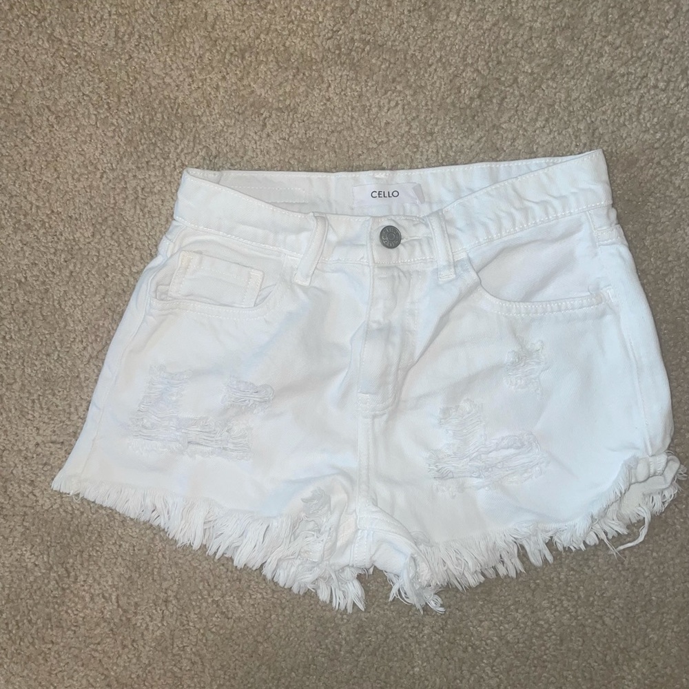 Cello denim white jean shorts
